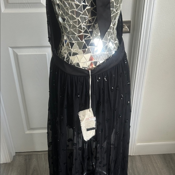 Free People Intimately Body Mesh Sexy Black Halter Maxi Low V Neck Halter Dress - Picture 10 of 14